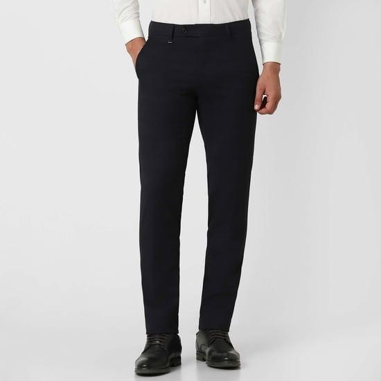 van heusen men solid slim straight formal trousers