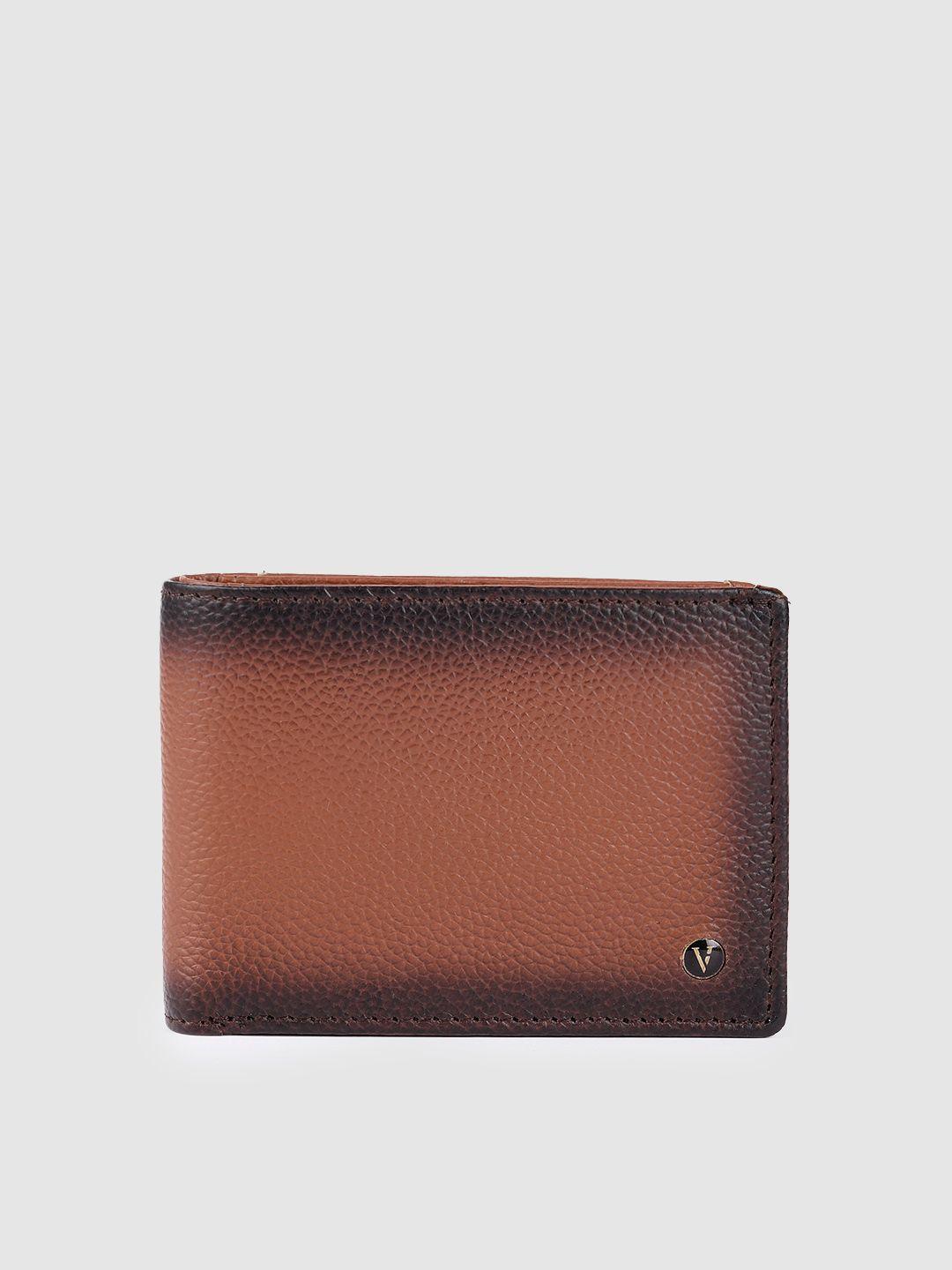 van heusen men tan brown textured leather two fold wallet