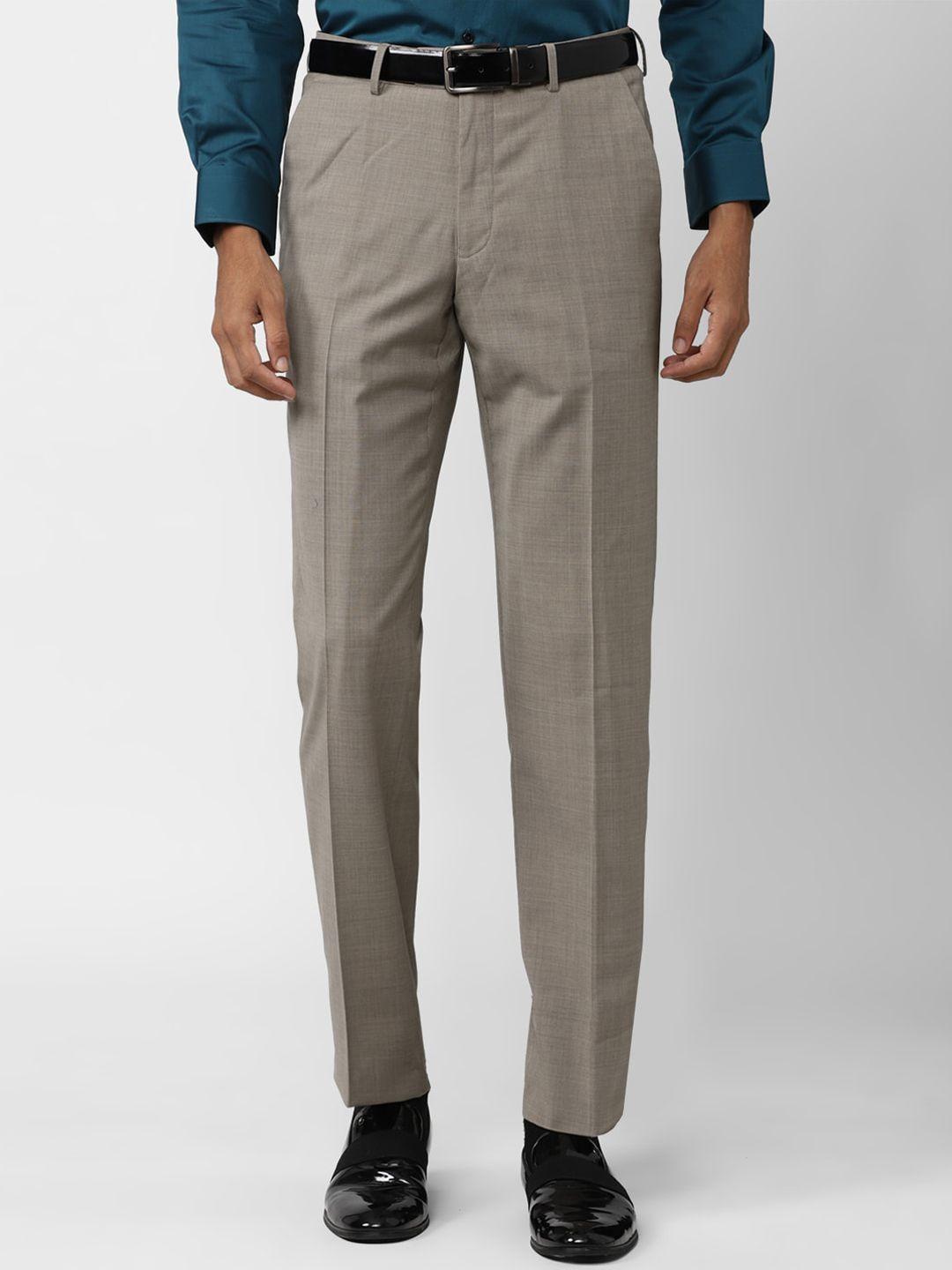 van heusen men textured mid-rise regular fit formal trousers