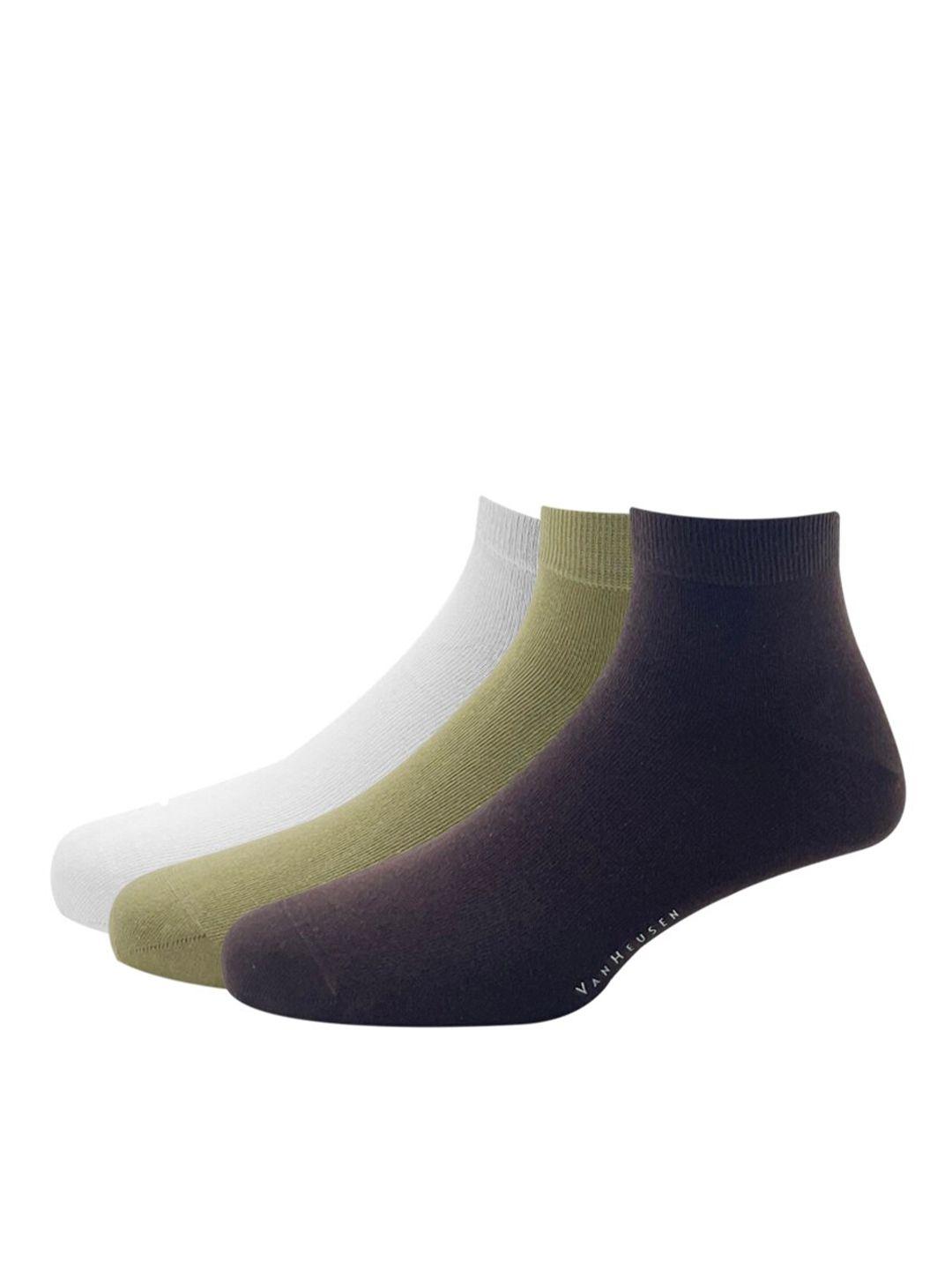 van heusen men white & black pack of 3 ankle length cotton socks