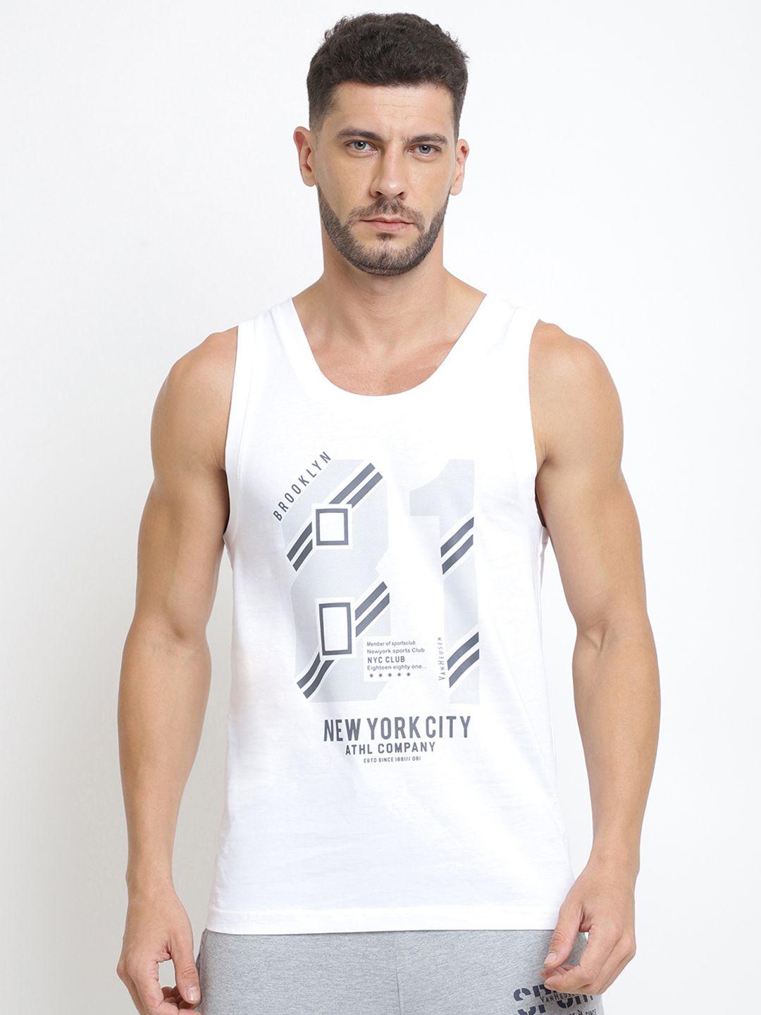 van heusen men white graphic printed tank innerwear vest