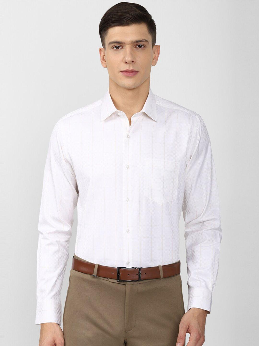 van heusen men white grid tattersall checked pure cotton formal shirt