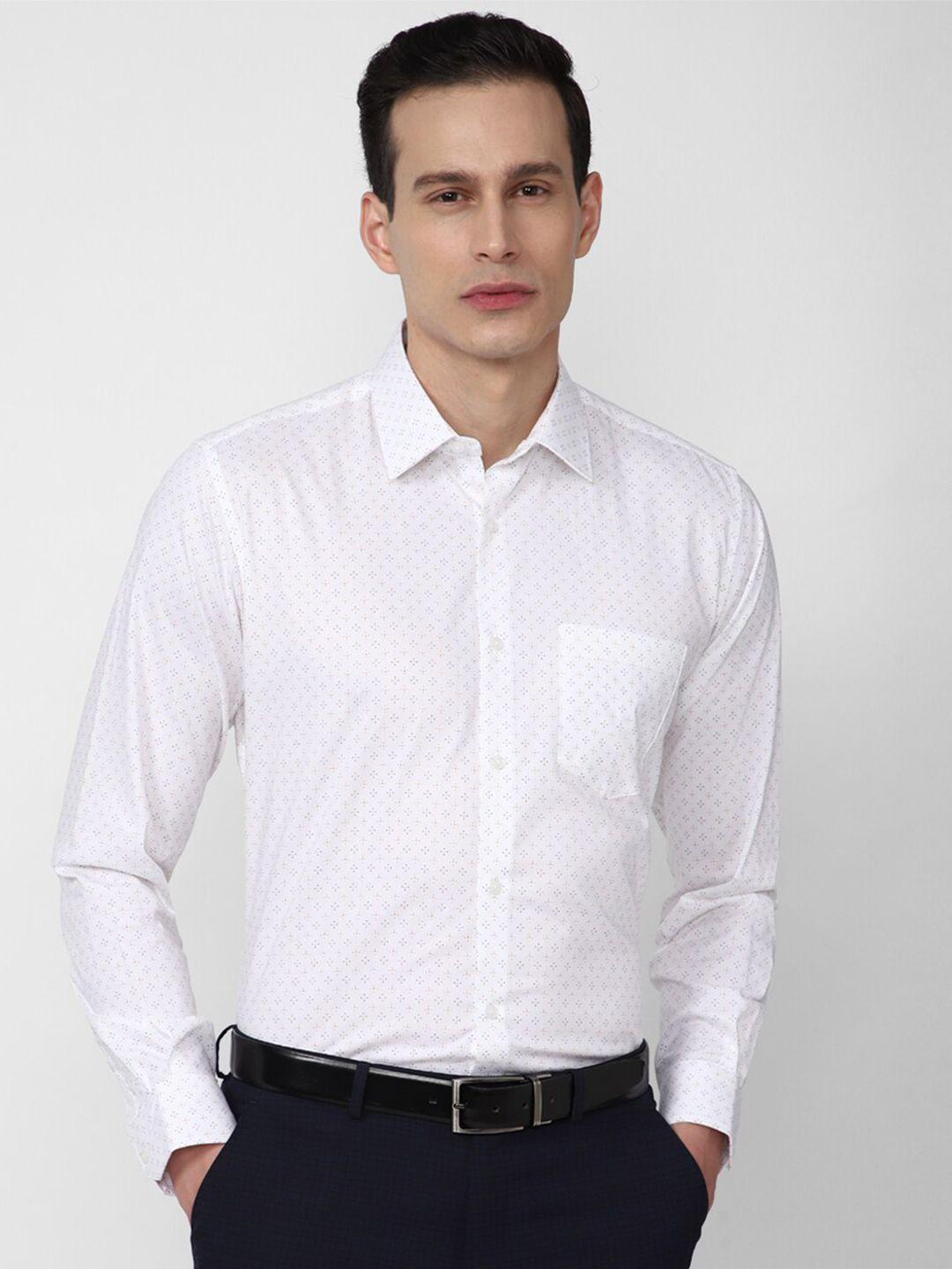 van heusen men white printed micro ditsy spread collar formal shirt