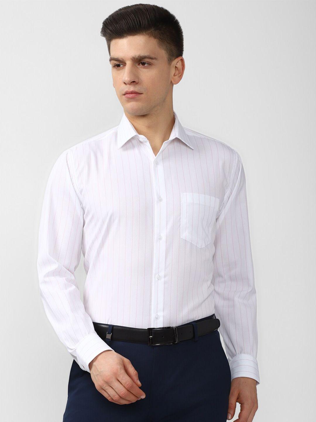 van heusen men white striped regular fit cotton formal shirt