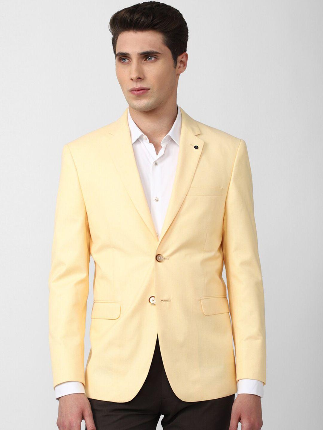 van heusen men yellow single-breasted slim-fit formal blazer