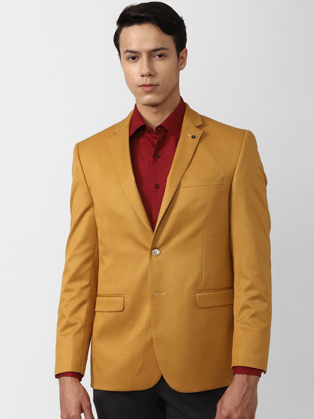 van heusen men yellow solid single-breasted slim-fit formal blazer