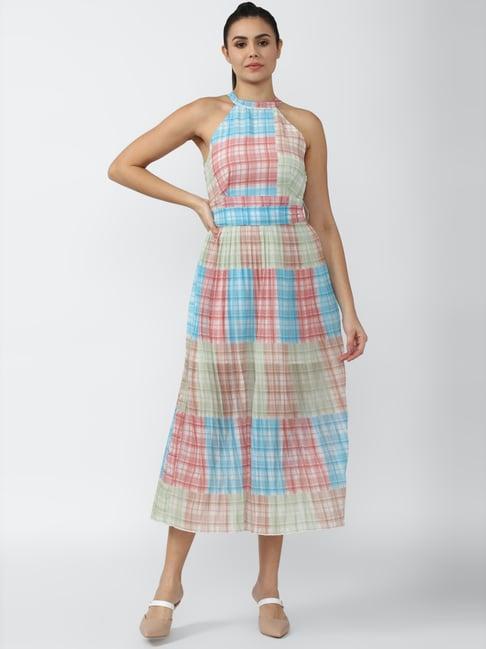 van heusen multicolored chequered a-line dress