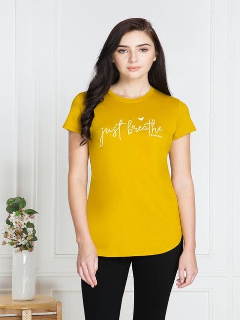 van heusen mustard graphic print t-shirt