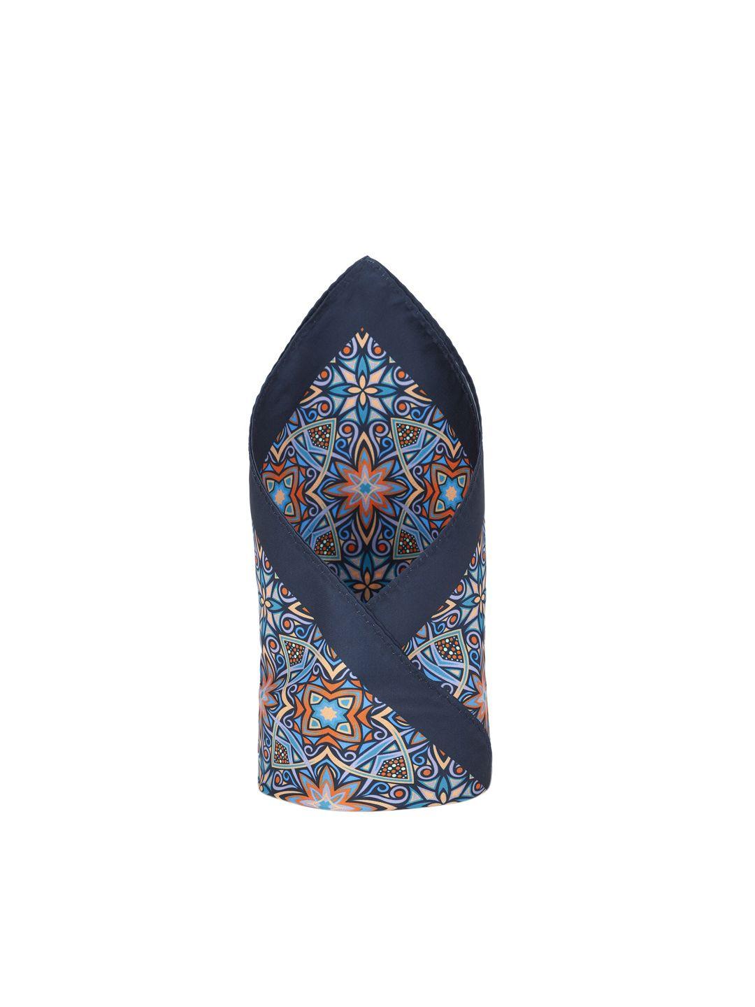 van heusen navy blue printed pocket square