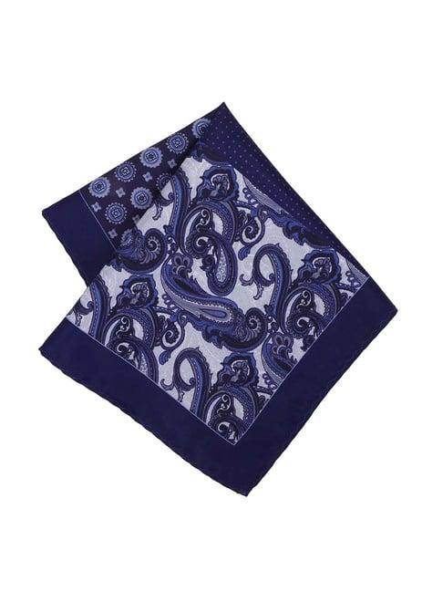 van heusen navy blue printed pocket square