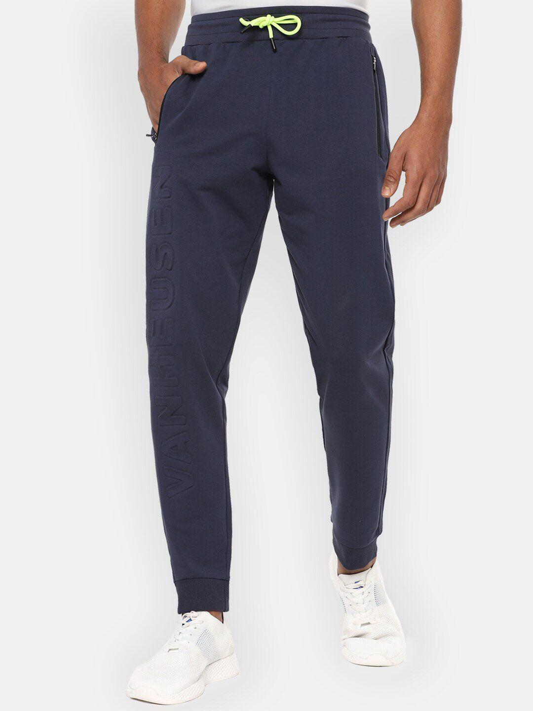 van heusen navy blue solid joggers