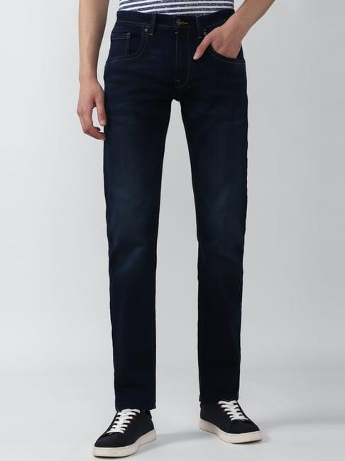 van heusen navy cotton slim fit jeans