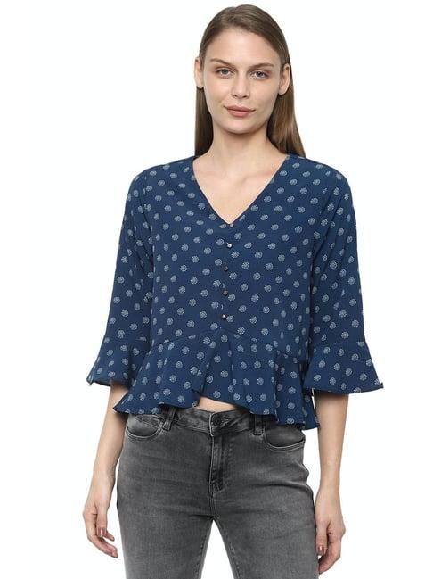 van heusen navy printed crop top