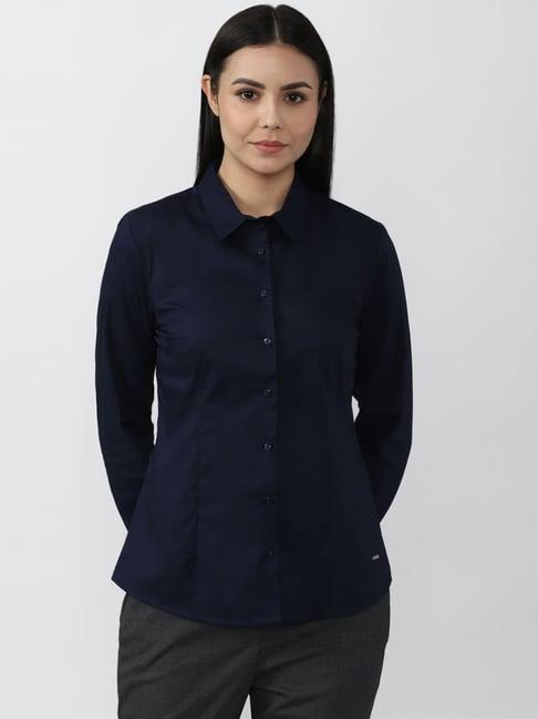 van heusen navy regular fit shirt