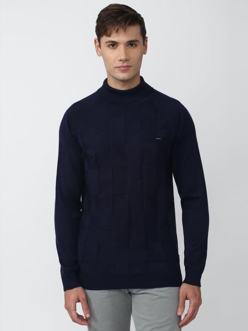 van heusen navy regular fit texture sweater