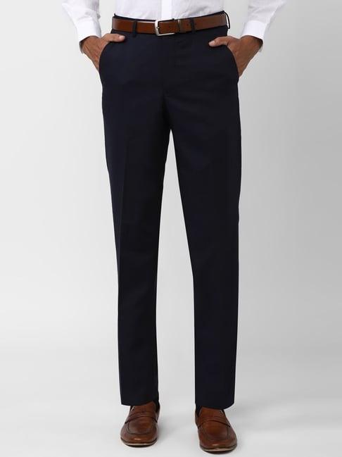 van heusen navy regular fit trousers