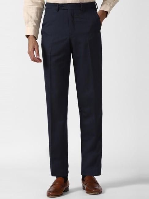 van heusen navy regular fit trousers