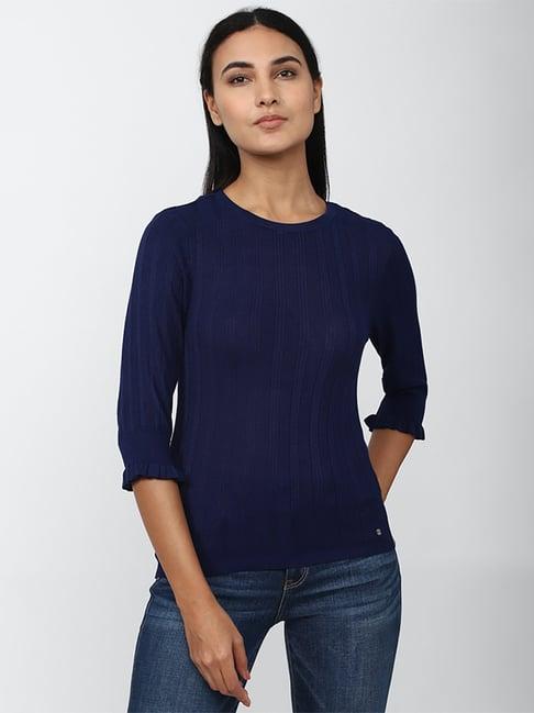 van heusen navy self pattern top