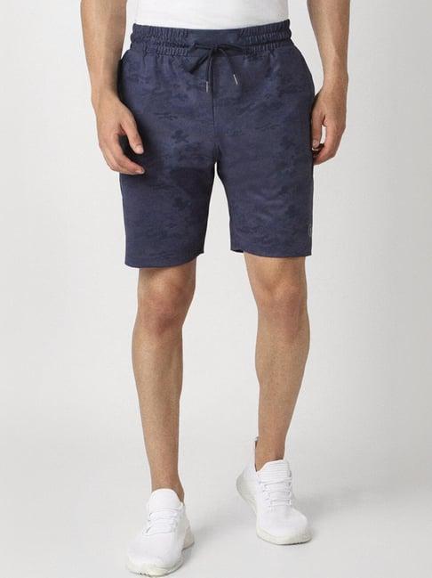 van heusen navy skinny fit printed shorts