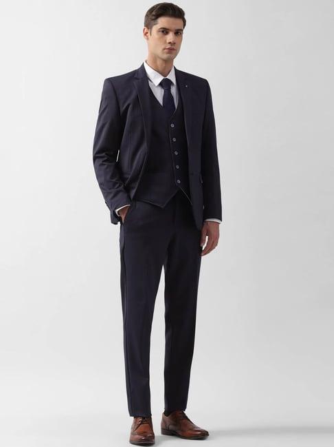van heusen navy slim fit four piece suit