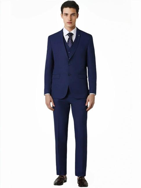 van heusen navy slim fit four piece suit