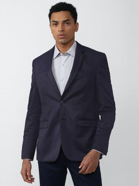 van heusen navy slim fit texture blazer