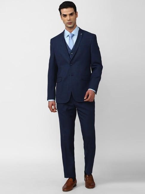 van heusen navy slim fit three piece suit