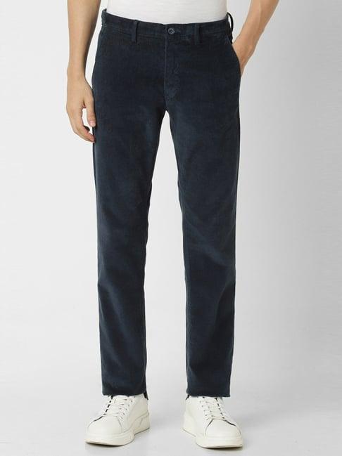 van heusen navy slim fit trousers