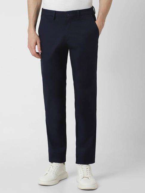 van heusen navy slim fit trousers