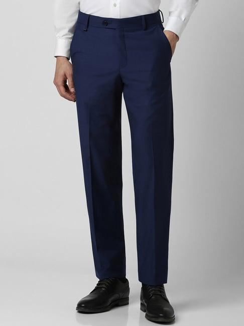 van heusen navy slim fit trousers