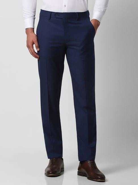 van heusen navy slim fit trousers