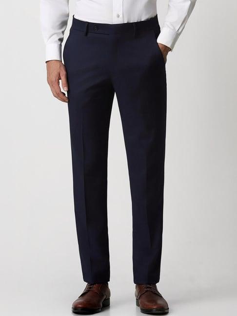 van heusen navy slim fit trousers