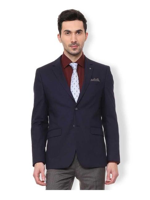 van heusen navy solid slim fit blazer