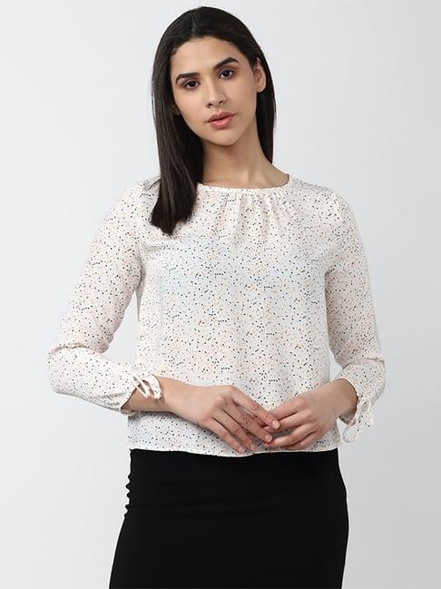 van heusen off-white printed top