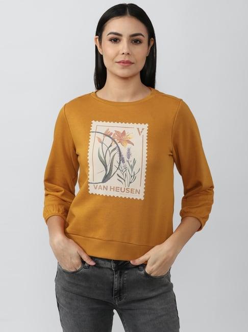 van heusen orange cotton printed sweatshirt