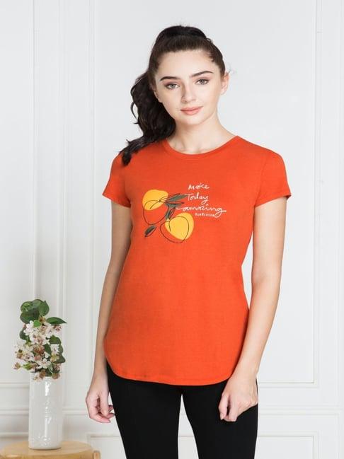 van heusen orange graphic print t-shirt