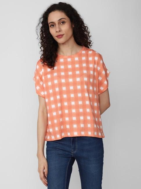 van heusen peach checks top