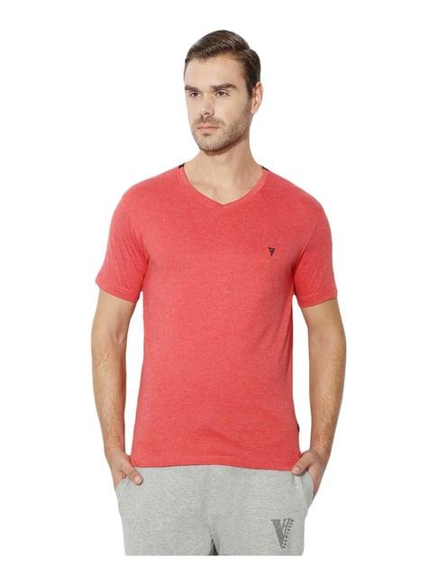 van heusen peach cotton regular fit t-shirt