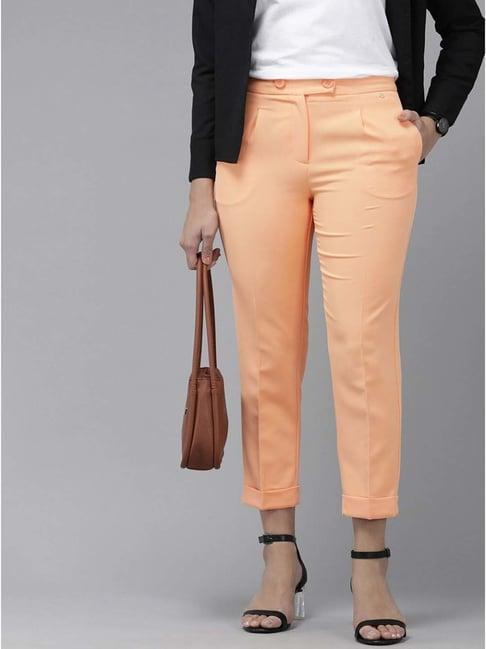 van heusen peach mid rise trousers