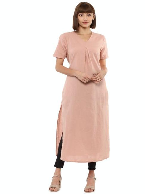 van heusen peach regular fit kurta