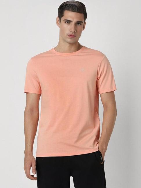 van heusen peach slim fit t-shirt