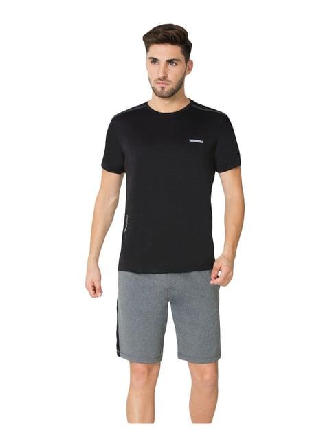 van heusen performance regular fit swift dry high stretch solid knit shorts - charcoal melange