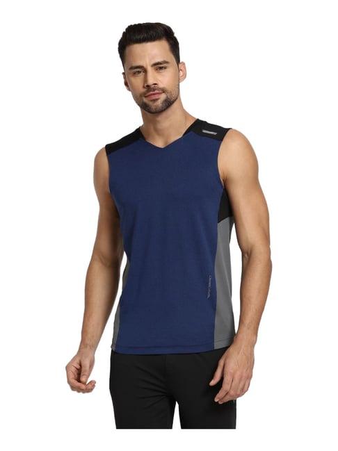 van heusen performance regular fit swift dry high stretch solid vest - navy