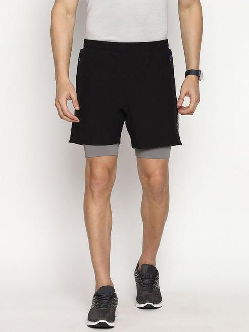 van heusen performance regular fit swift dry high stretch solid woven shorts - black