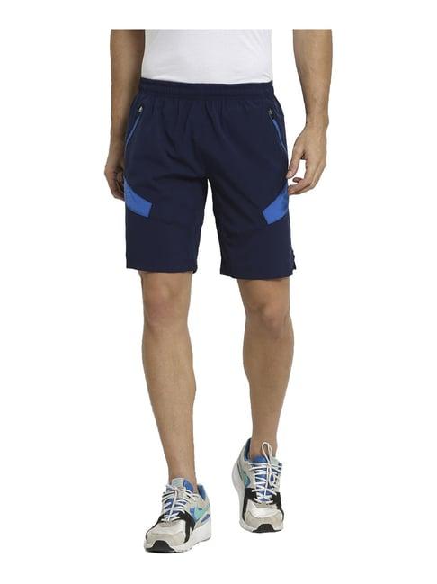 van heusen performance regular fit swift dry mesh panel solid shorts - navy