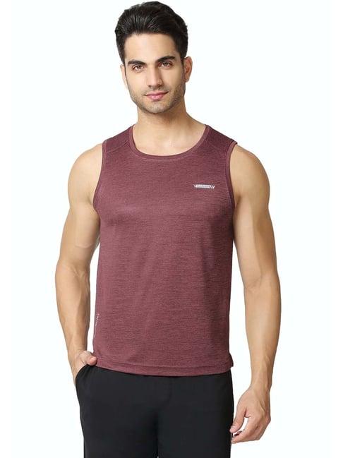 van heusen performance regular fit swift dry odour shield gym vest - cabernet