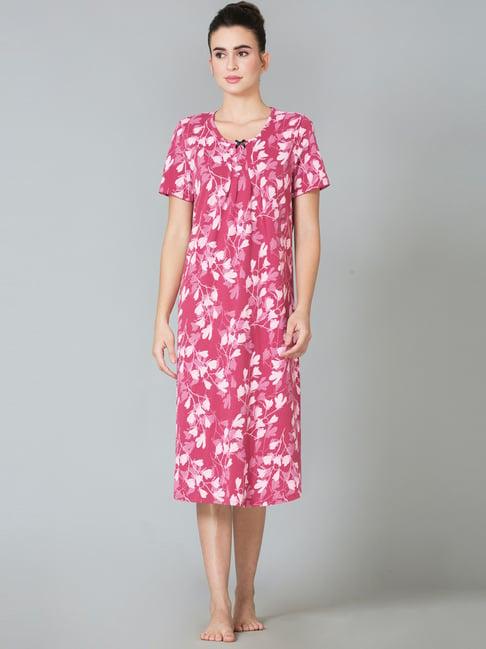 van heusen pink cotton printed night gown