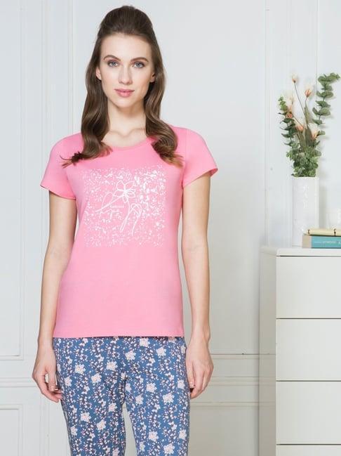 van heusen pink cotton printed t-shirt