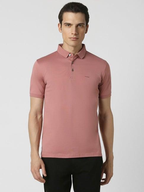 van heusen pink cotton regular fit polo t-shirts