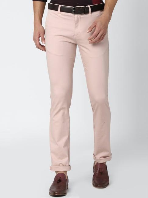 van heusen pink cotton slim fit chinos